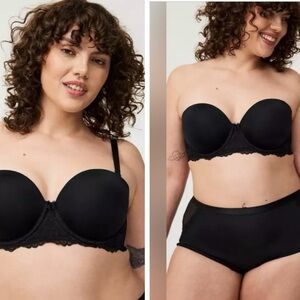 Bombshell Everyday Strap or Strapless Black Lace Details Bra